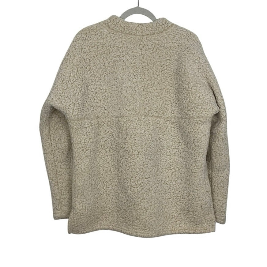 Time and Tru Fluffy Oatmeal Heather Cream Sherpa Teddy Quarter Zip
