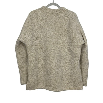 Time and Tru Fluffy Oatmeal Heather Cream Sherpa Teddy Quarter Zip