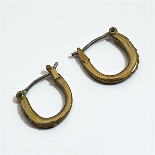 Vintage Gold Rhinestone Horseshoe Earrings