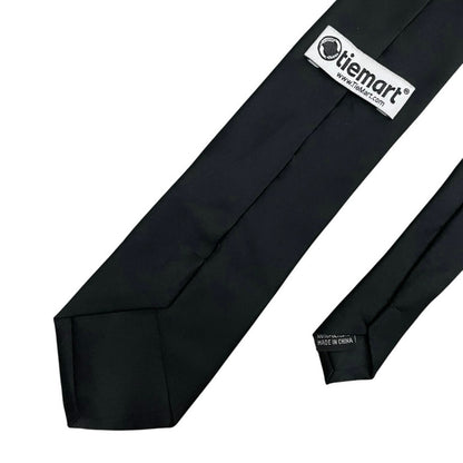 TieMart Mens Silky Black Neck Tie