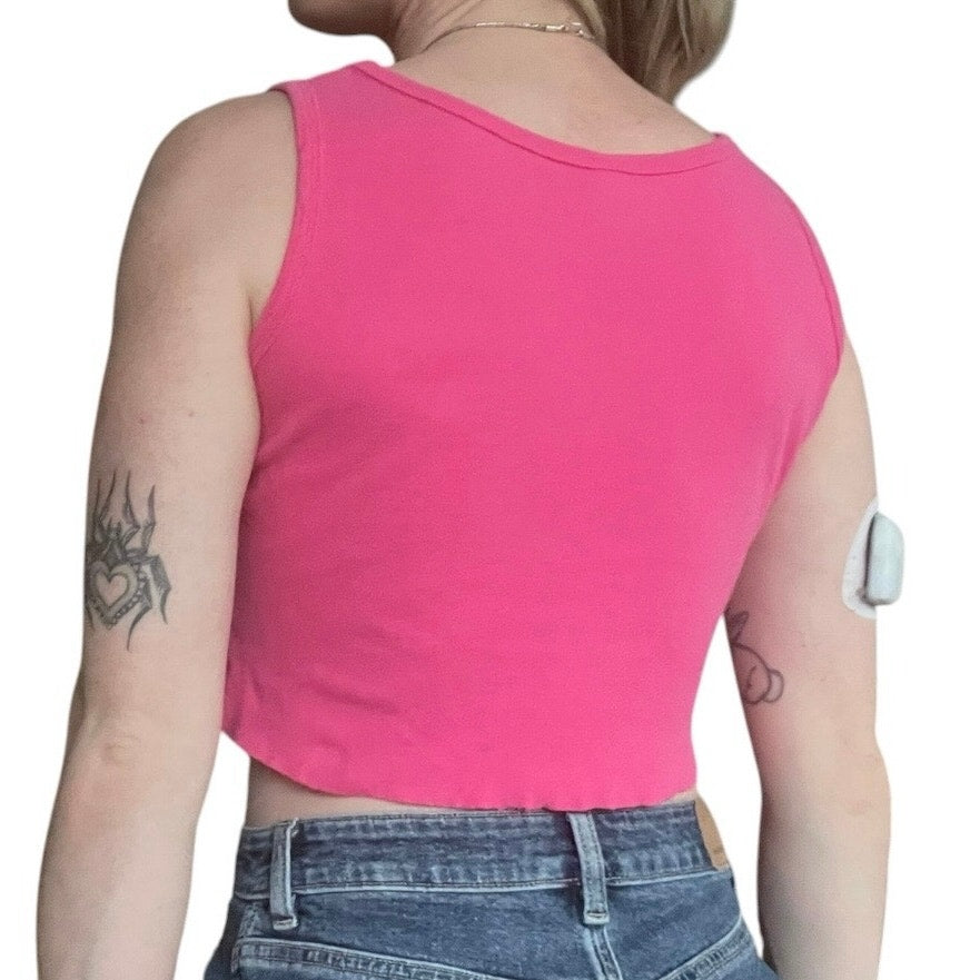 Anvil Pink Las Vegas Cropped Graphic Tank Top