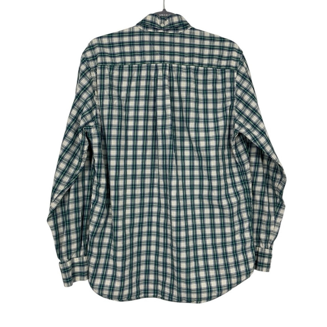 Tommy Hilfiger Mens Green & Blue Plaid Classic Fit Long Sleeve Button Down Shirt