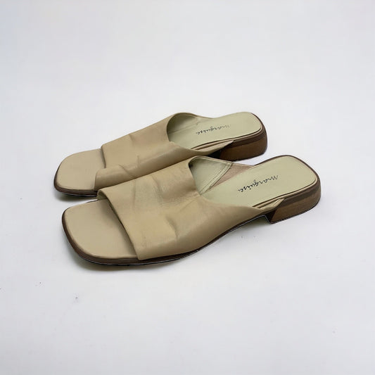 Marquise Cream Leather Summertime Open Toe Shoes