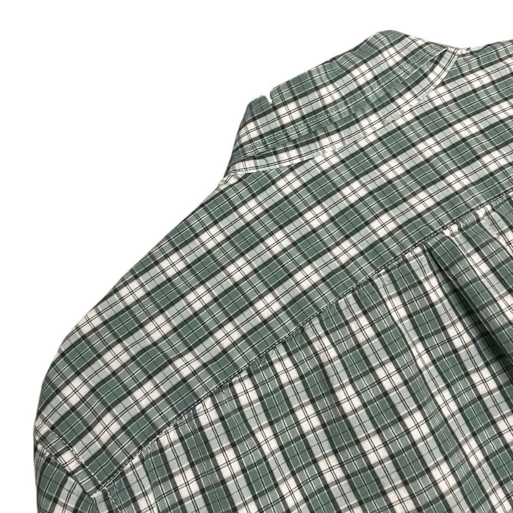 Sewn for J. Crew Mens Green Plaid Secret Wash Stretch Slim Fit Button Down Shirt