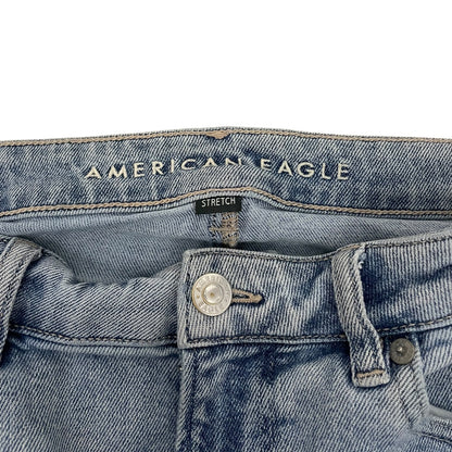 American Eagle Light Wash Stretch Mom Straight Leg High Rise Jeans