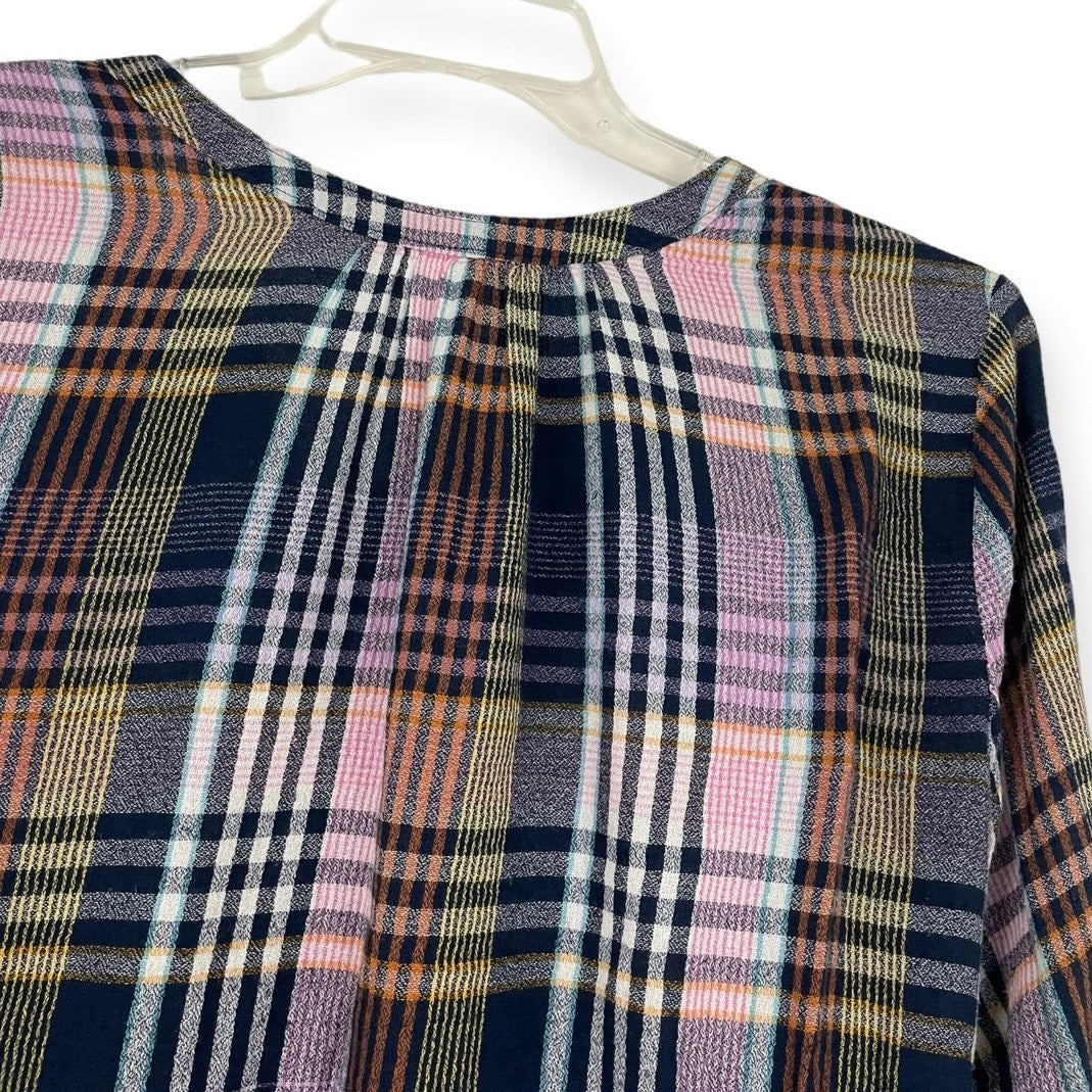 Caslon Soft Colorful Plaid Button Down Long Sleeve Top