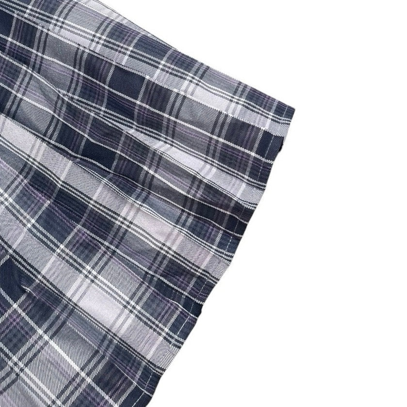 Hug Sunshine Juniors Navy Blue & Grey Plaid Pleated Mini Skirt