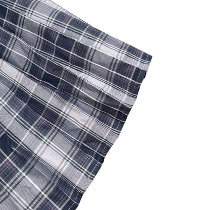Hug Sunshine Juniors Navy Blue & Grey Plaid Pleated Mini Skirt