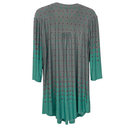 Reborn Grey & Teal Polka Dot 3/4 Sleeve Blouse