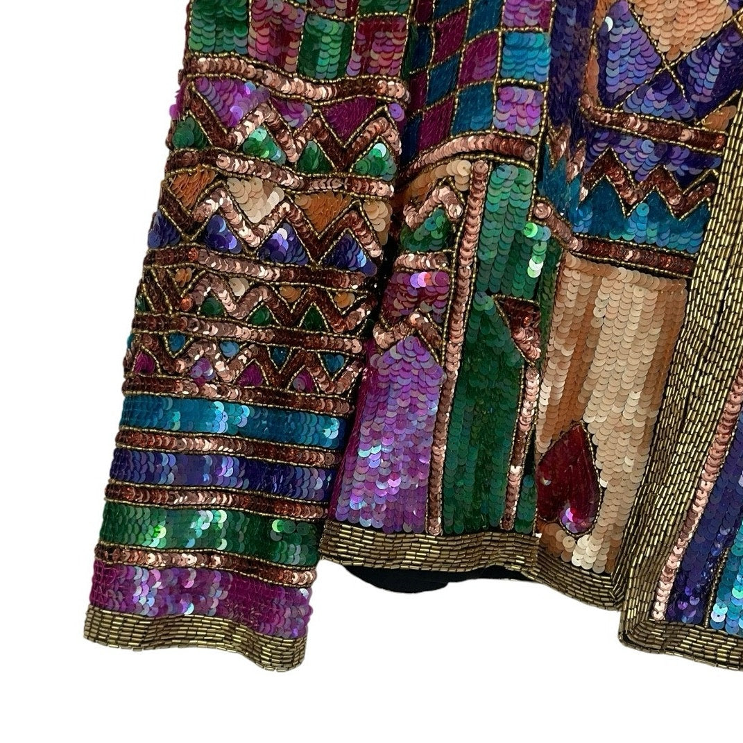 Laurence Kazar Vintage Geometric Sequin Beaded Evening Jacket