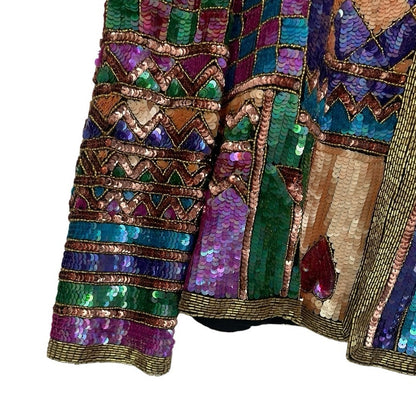 Laurence Kazar Vintage Geometric Sequin Beaded Evening Jacket