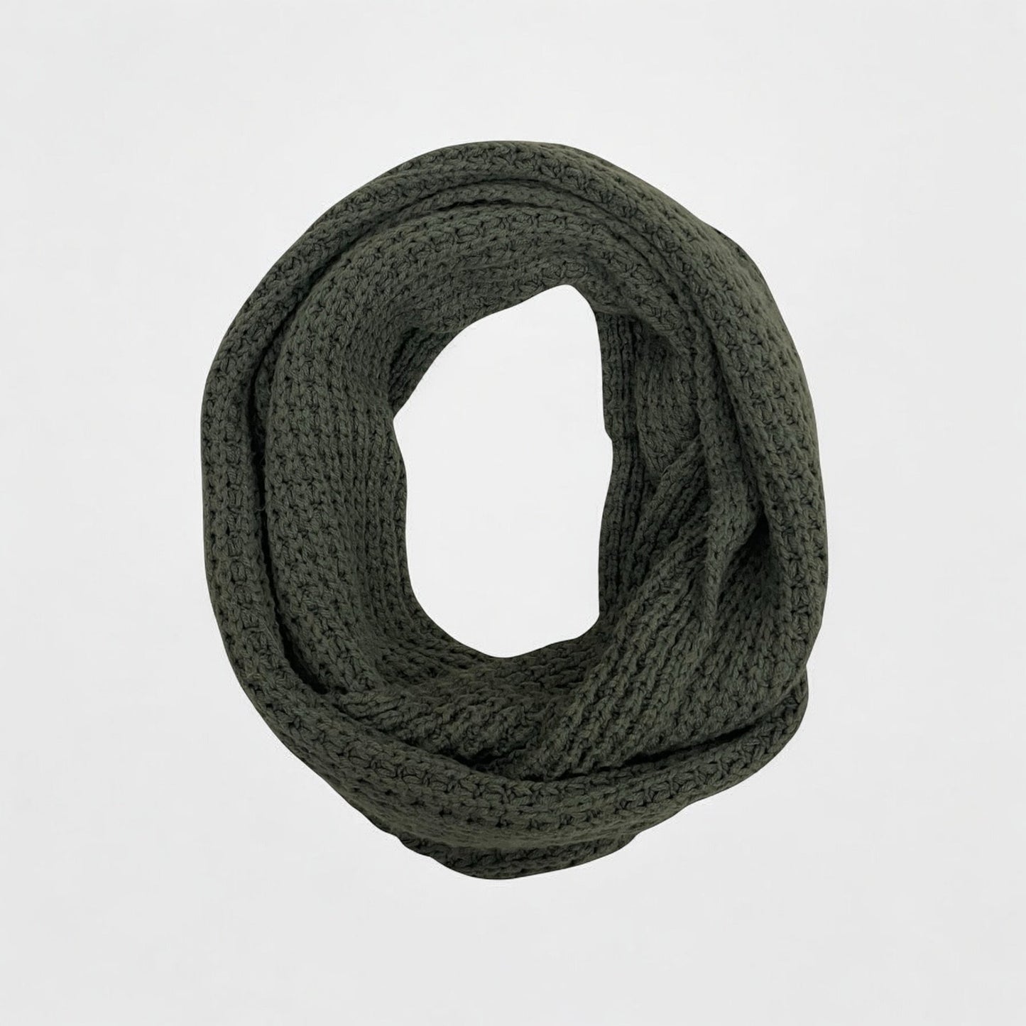 Chunky Green Knit Infinity Scarf
