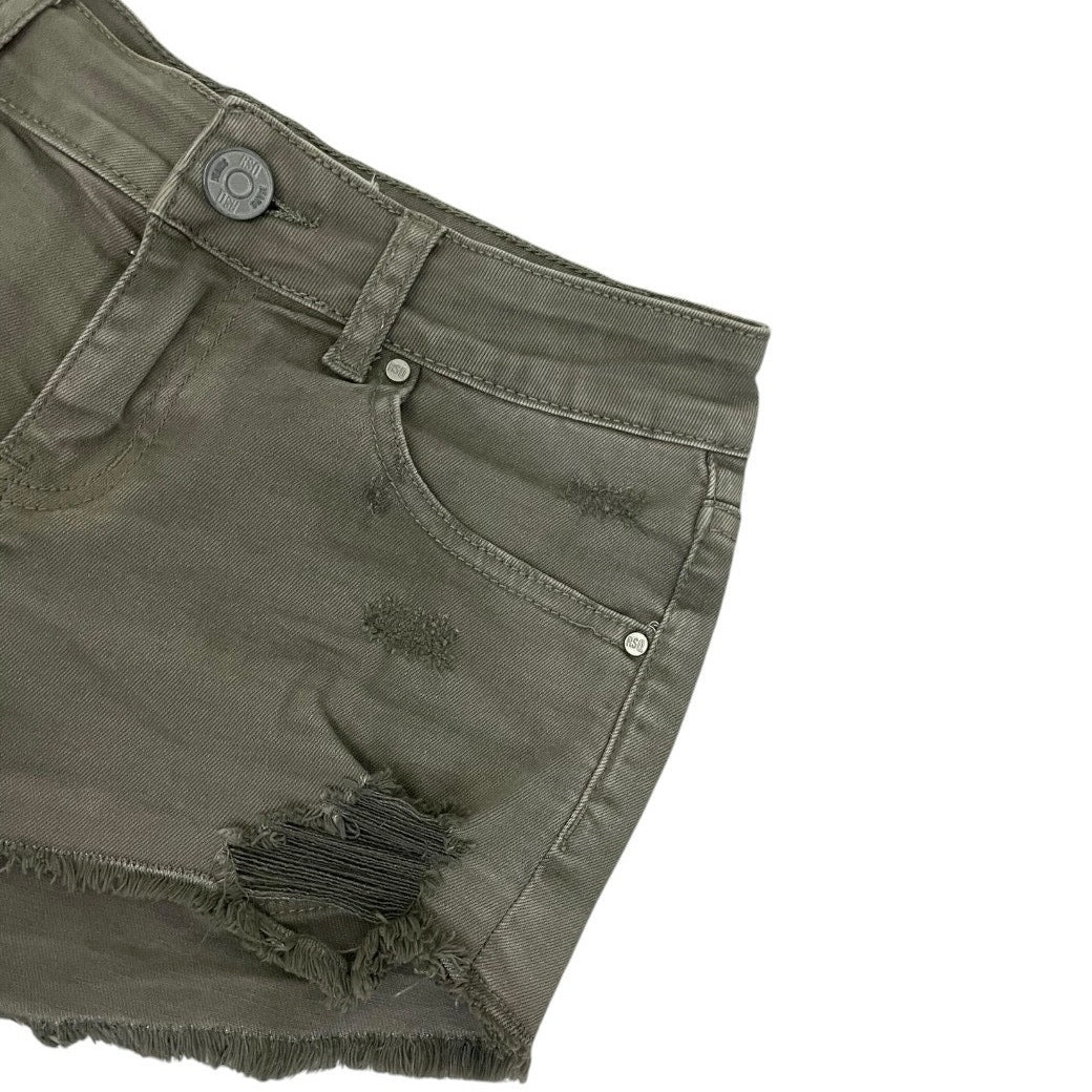 RSQ Jeans Olive Green Cabo Cut-Off Distressed Mini Jean Shorts