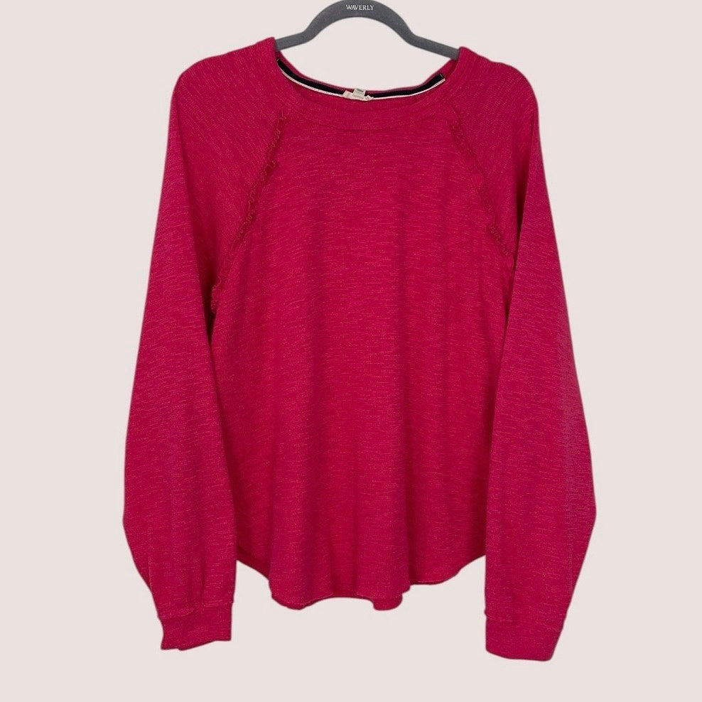Pilcro Pink Ruffle Seam Knit Long Sleeve Top