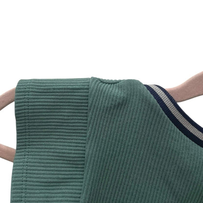 Out From Under Green Ribbed Cropped Short Sleeve V-Neck Top