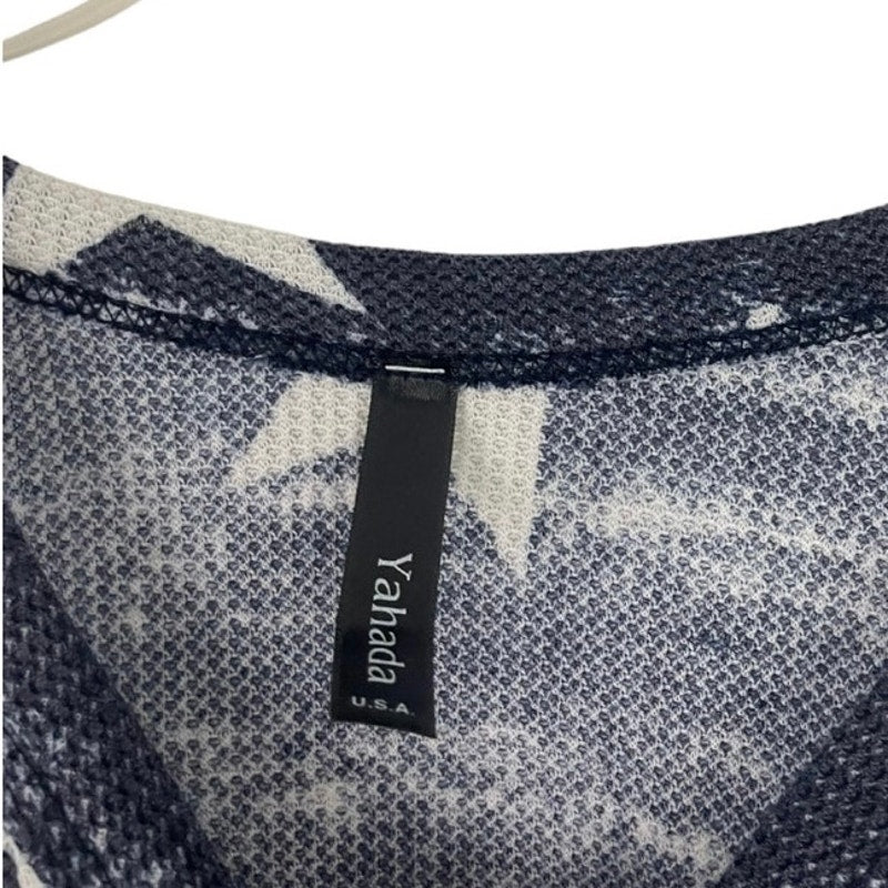 Yahada Soft Knit Navy Blue and White Star Print Tank Top Blouse