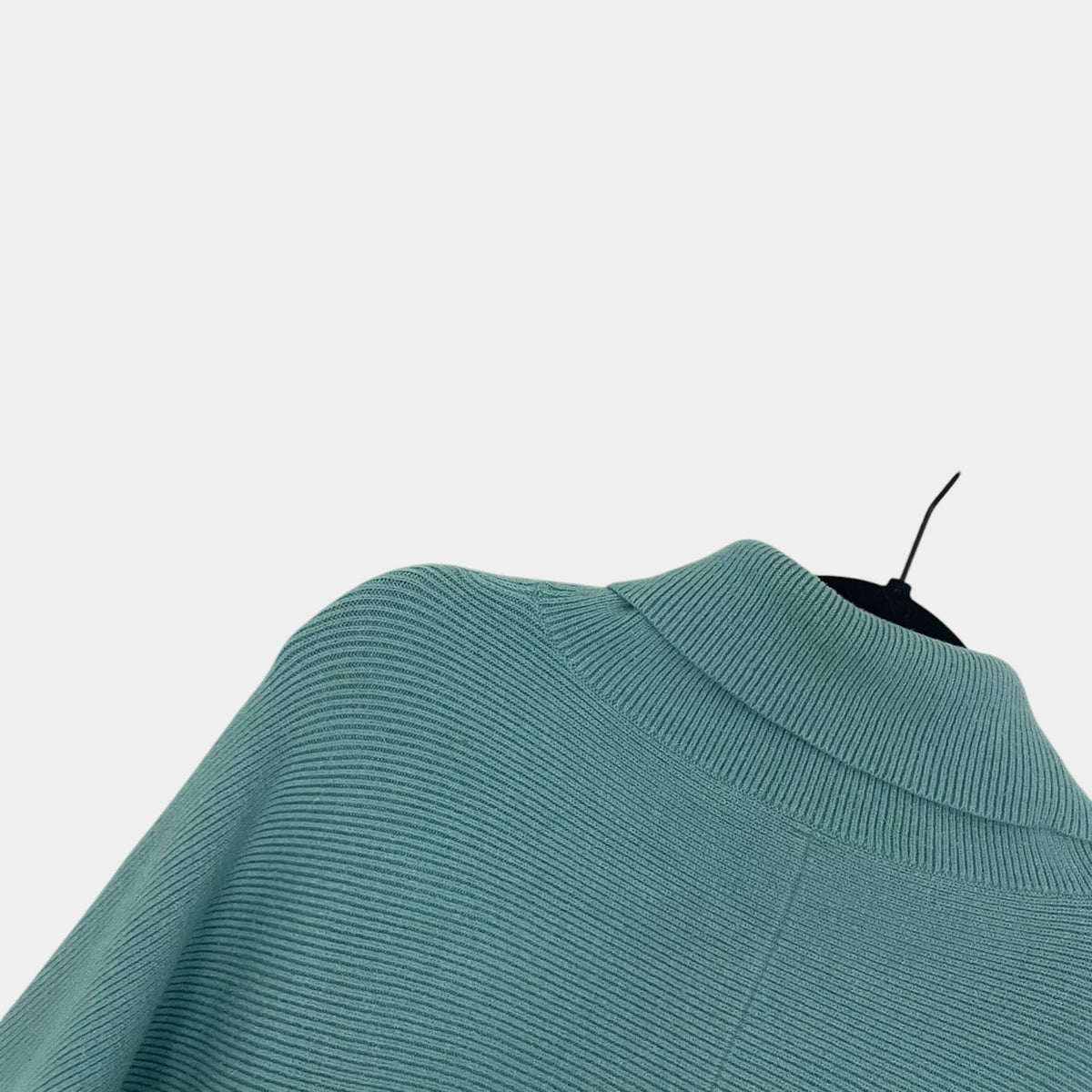 Blue Turtleneck Ribbed Knit Sweater