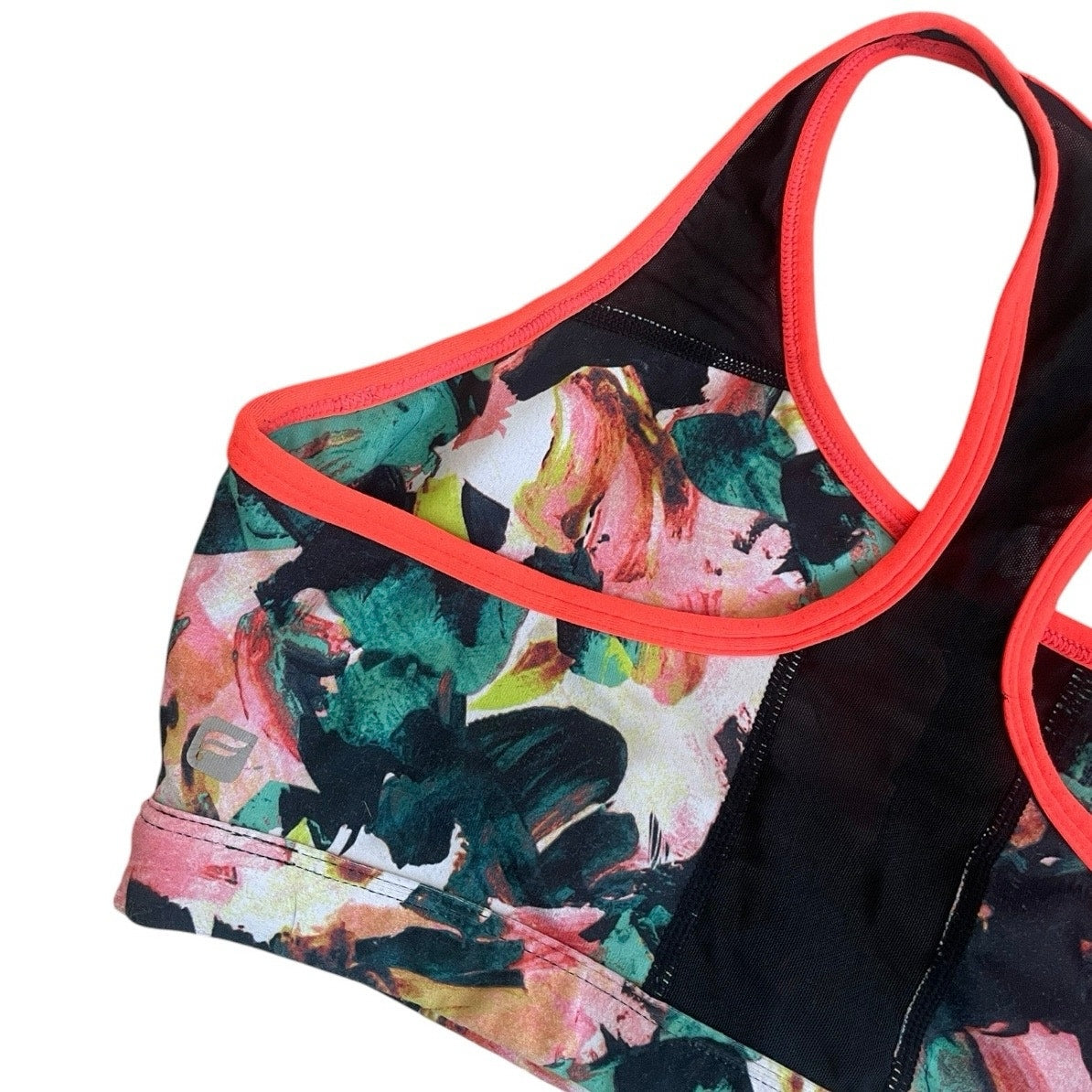 Fabletics Colorful Abstract Floral Print Racerback Sports Bra