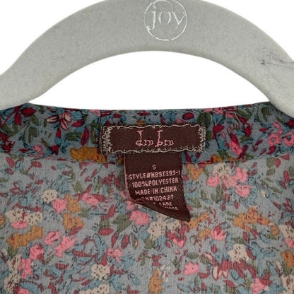 dmbm Sheer Floral V-Neck Ruffled Blouse