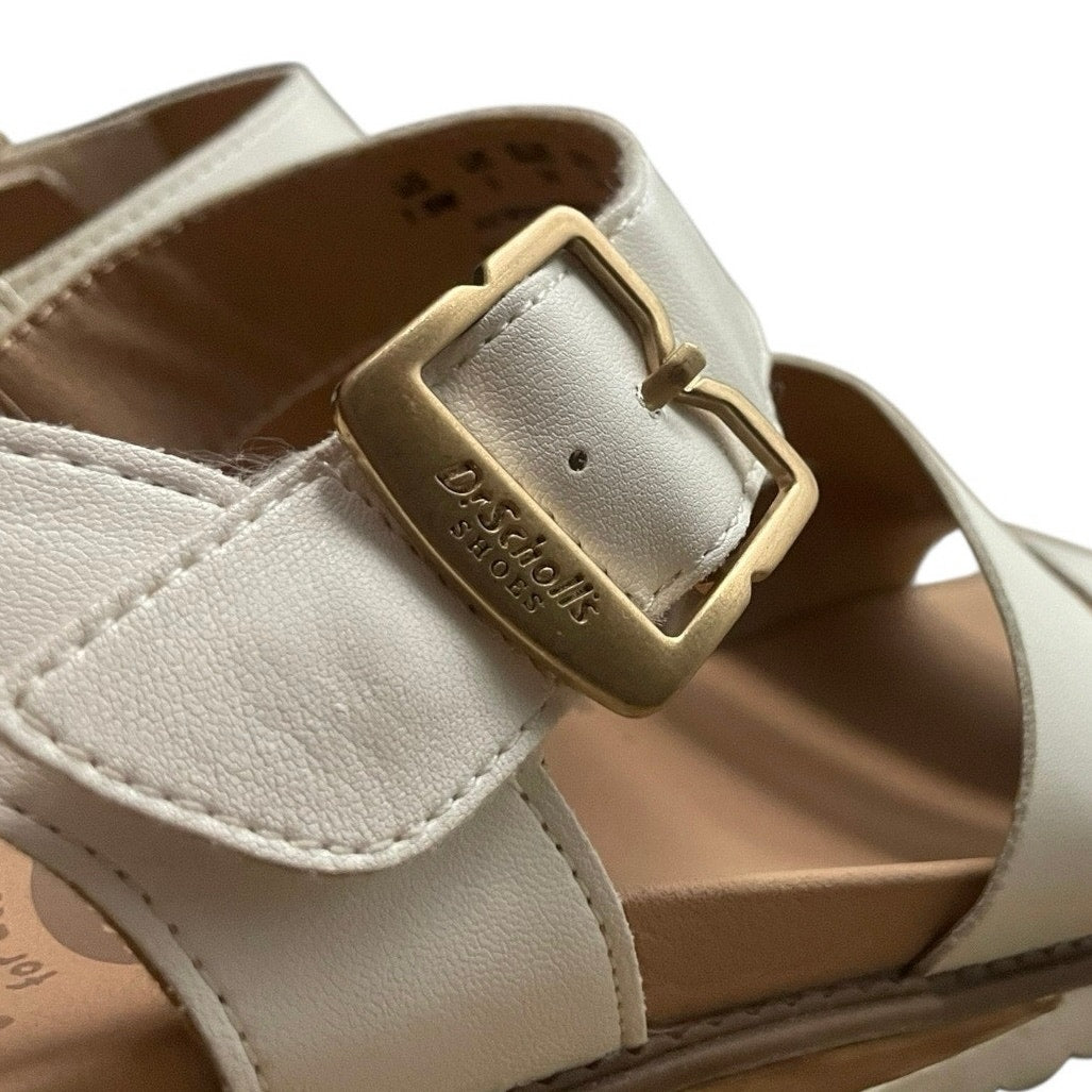 Dr. Scholl's Island Glow White & Beige Faux Leather Strappy Sandals