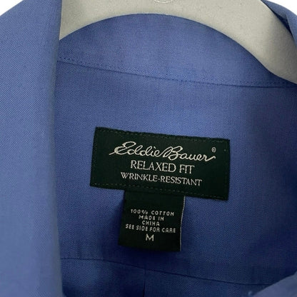 Eddie Bauer Mens Blue Relaxed Fit Long Sleeve Button Down Dress Shirt