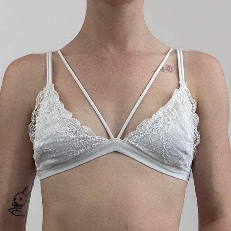 Anemone White Lace Strappy Bralette