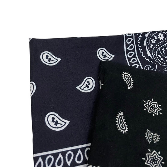 Navy Blue & Black Paisley 2 Bandana Bundle