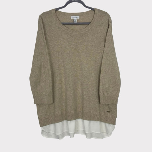 Calvin Klein Beige & White Layered Blouse