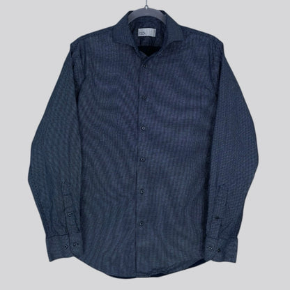 Nordstrom Rack Mens Navy Blue Polka Dot Long Sleeve Trim Fit Button Down Shirt