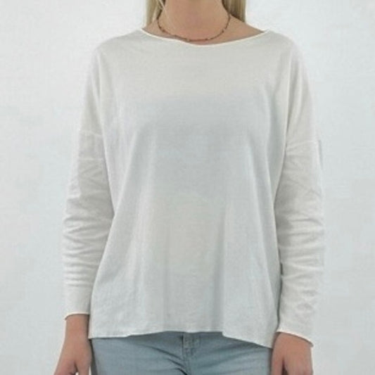 Planet by Lauren G White Long Sleeve Crewneck Blouse