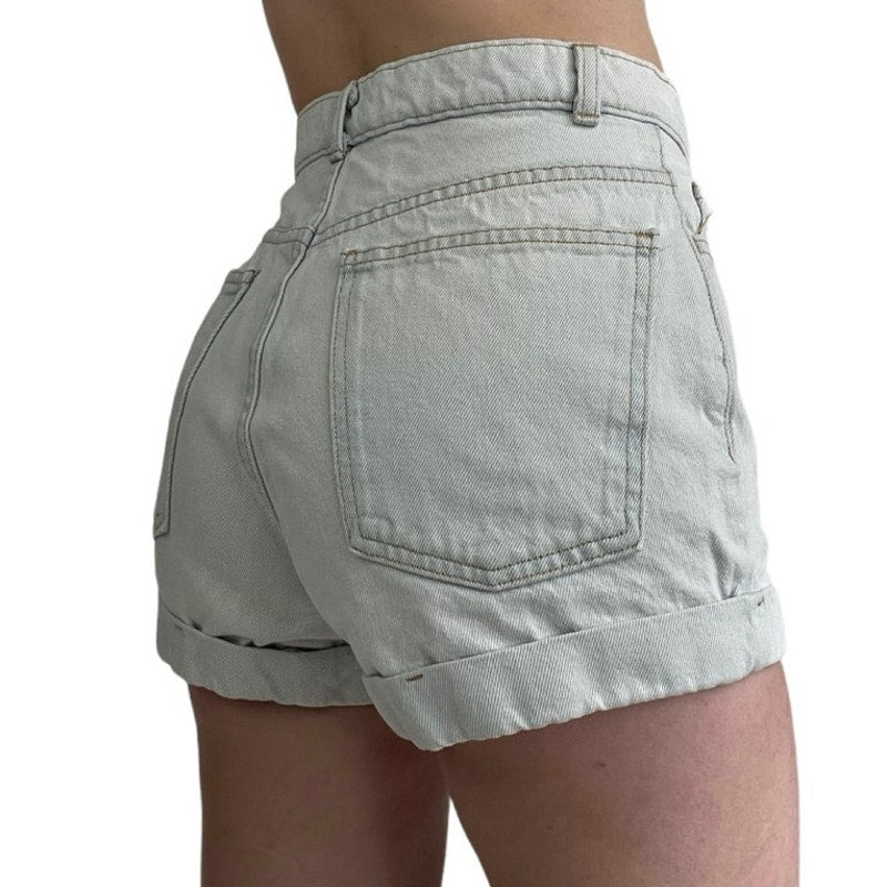 American Apparel Jeans Light Wash High Rise Denim Mini Shorts