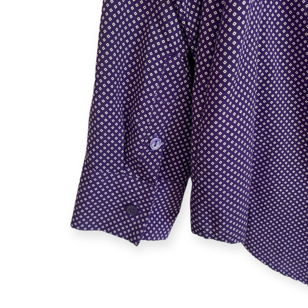 Apt. 9 Purple Patterned Button Down Long Sleeve Blouse