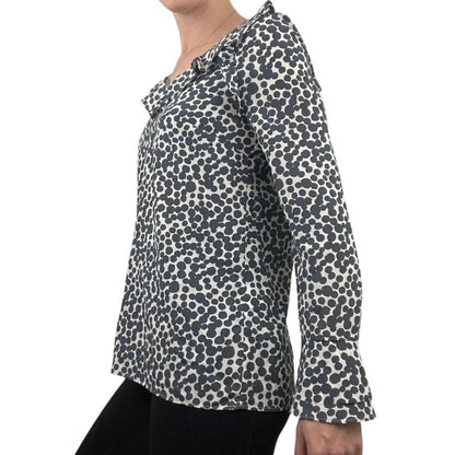 Banana Republic Blue & White Polka Dot Long Sleeve Blouse