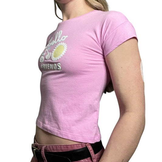365 Kids Pink Hello Friends Girls Graphic Short Sleeve Y2K Baby Tee