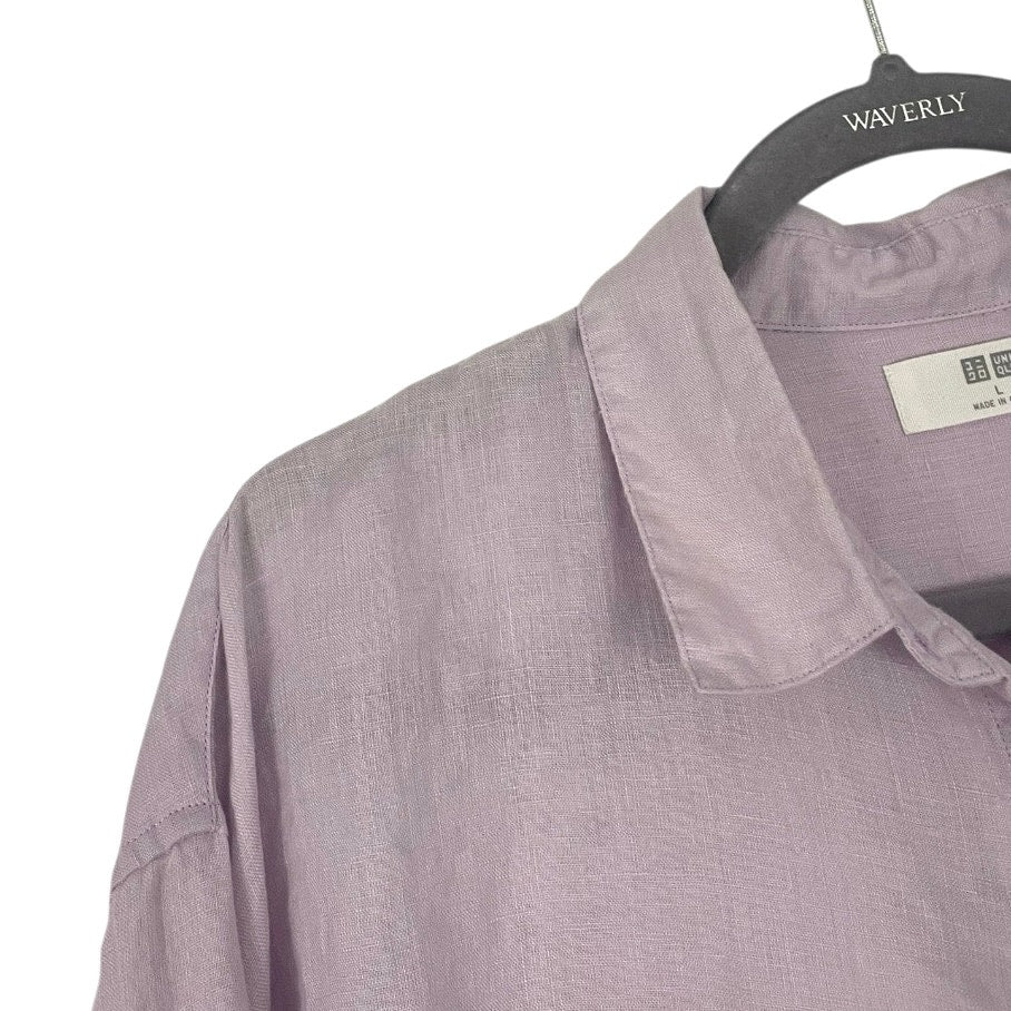 Uniqlo Light Purple Long Sleeve Button Down Linen Blouse