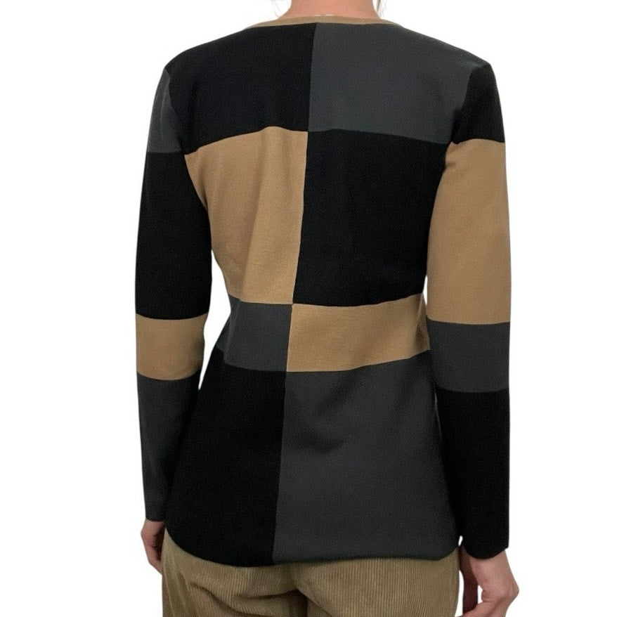 Doncaster Brown & Black Color Block V-Neck Sweater