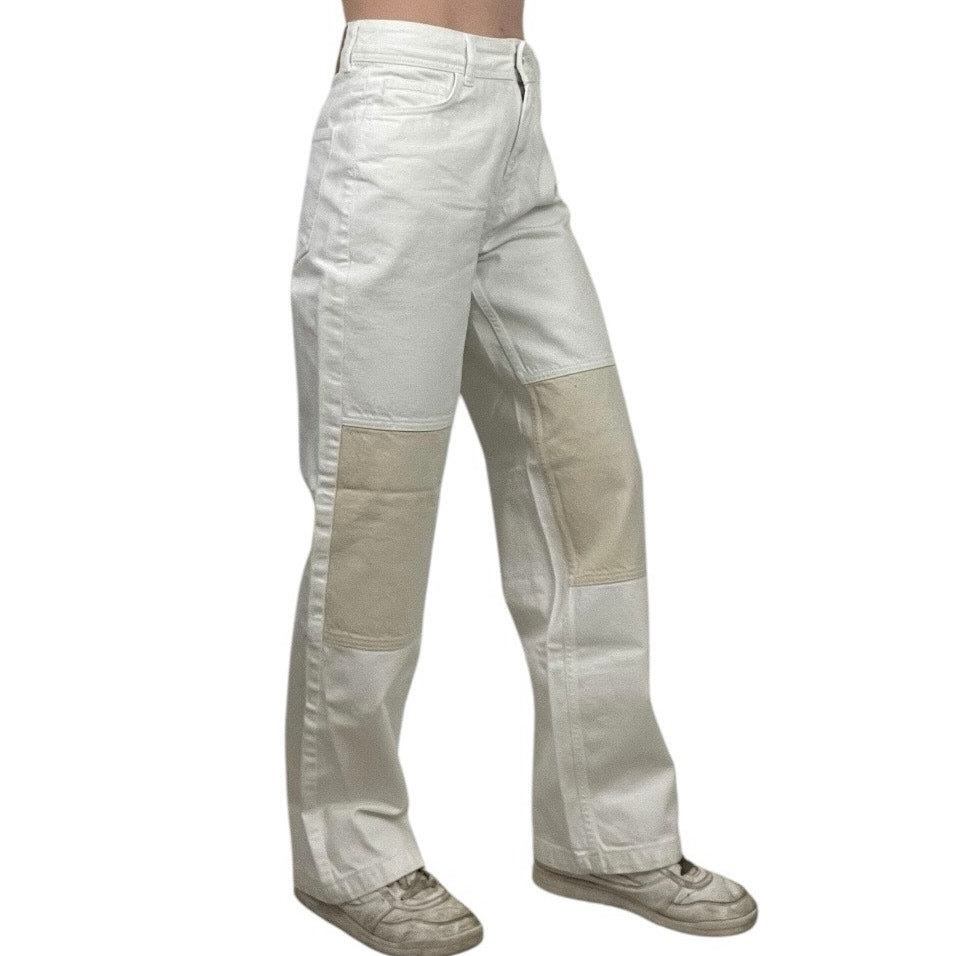 BDG White & Beige Color Block Patchwork High Rise Denim Pants