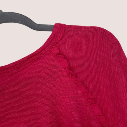 Pilcro Pink Ruffle Seam Knit Long Sleeve Top