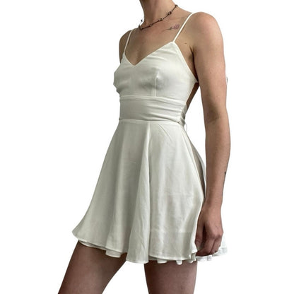 Lucy In The Sky White Open Tie Back A-Line Mini Dress