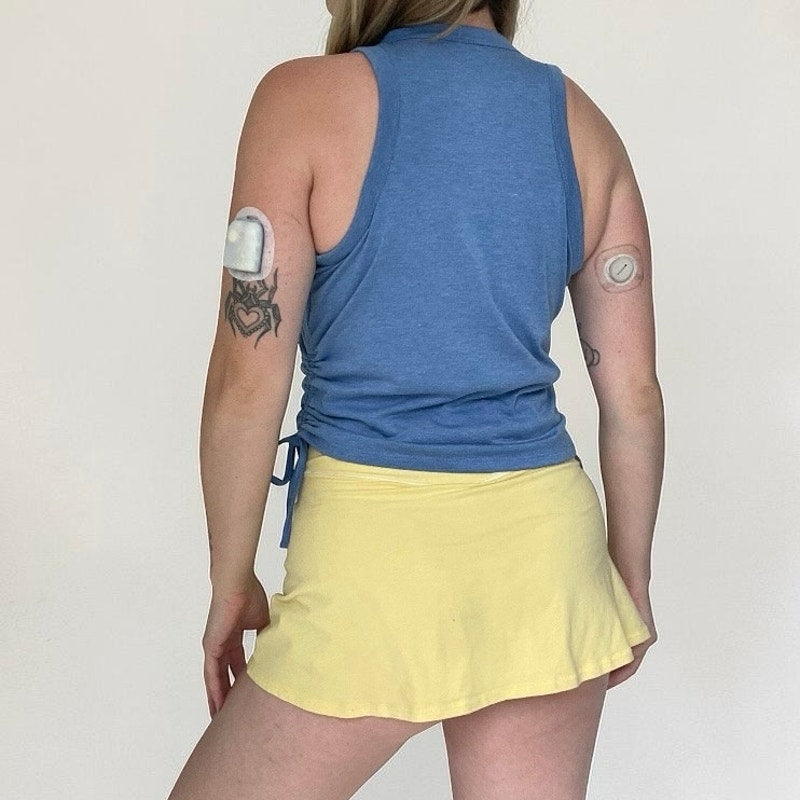 SO Blue Ruched Side Tie Tank Top