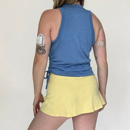 SO Blue Ruched Side Tie Tank Top
