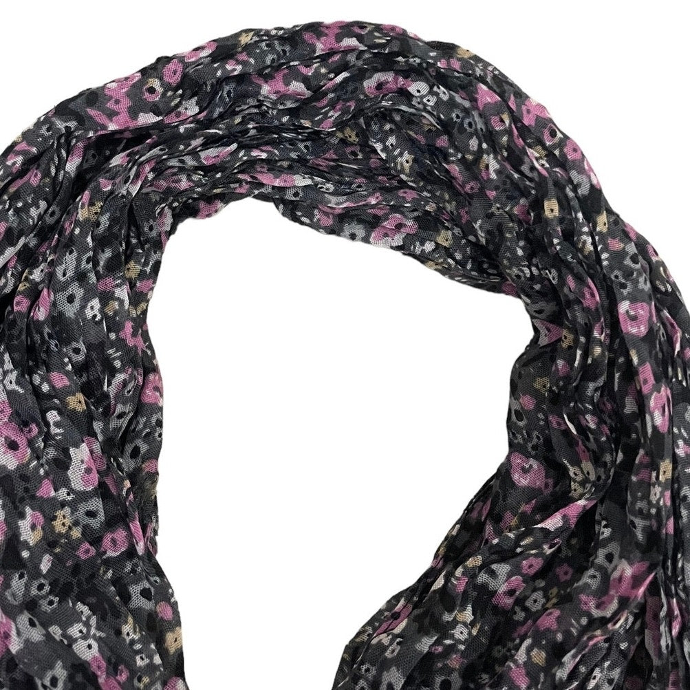 Soft Black and Purple Floral Print Scarf