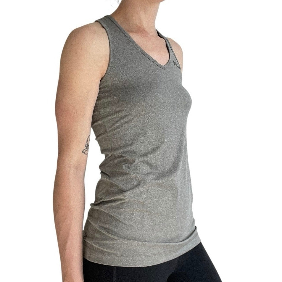 Fila Performance Port Athletic Grey Racerback Active V-Neck Tank Top