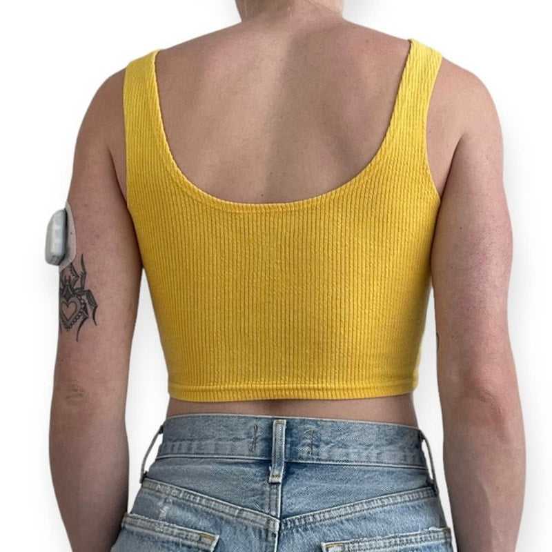 Me to We Essentials Yellow Cropped Zip Up Tank Top