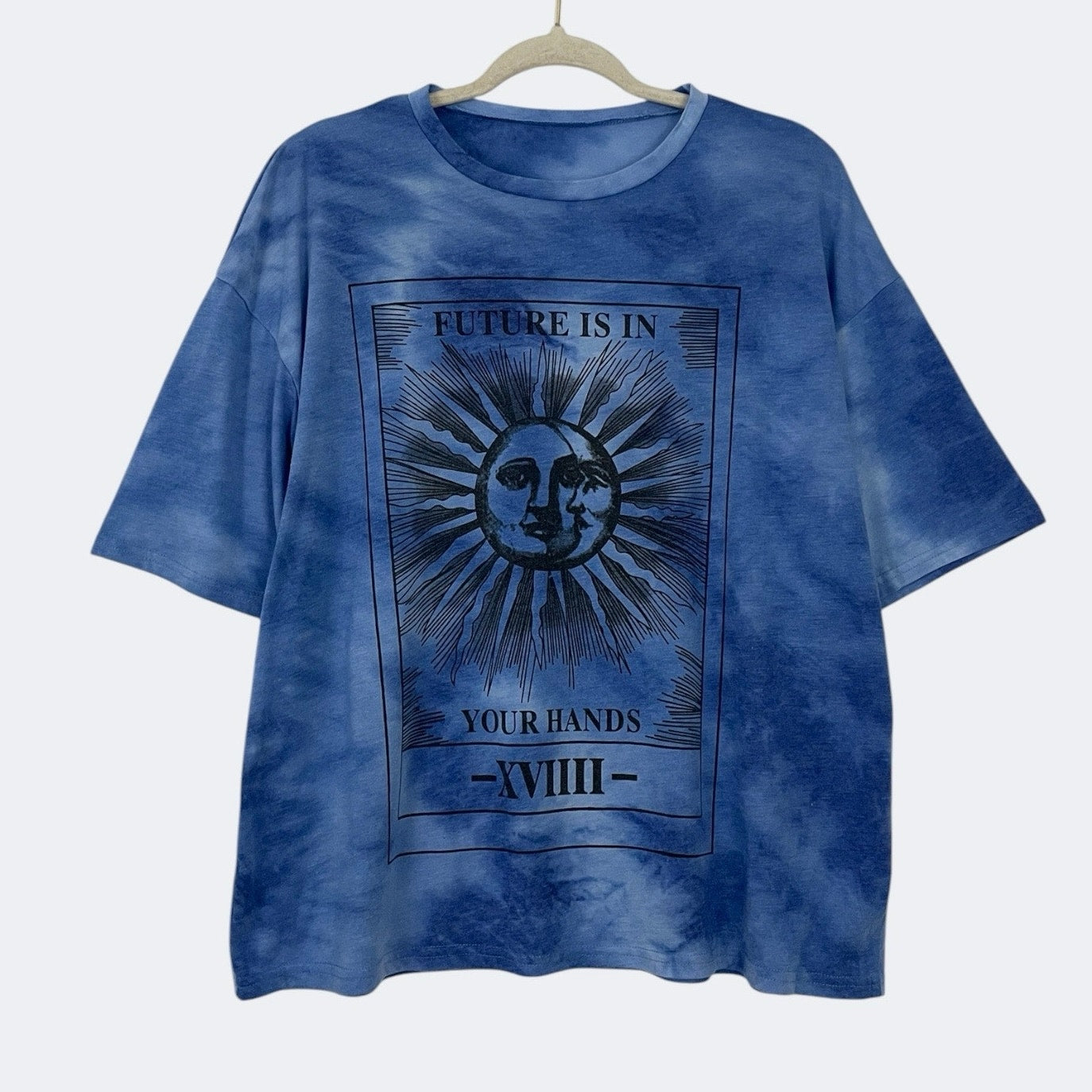 Blue Tie Dye Tarot Graphic Short Sleeve Tee