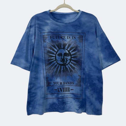 Blue Tie Dye Tarot Graphic Short Sleeve Tee