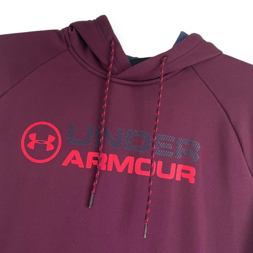 Under Armour Mens Coldgear Storm Maroon Loose Hoodie Sweatshirt