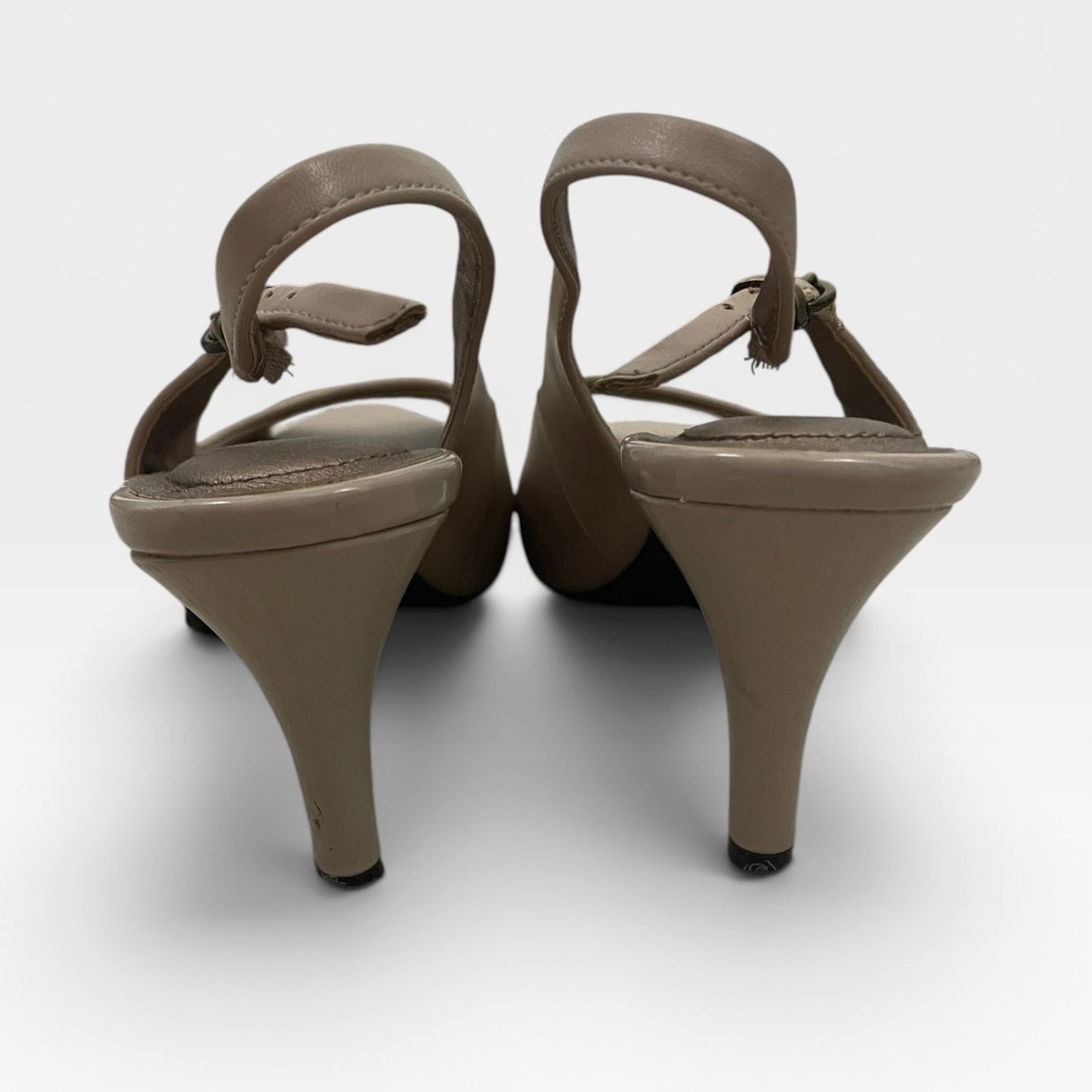 Life Stride Beige Teller Soft System Faux Leather Slingback Heels