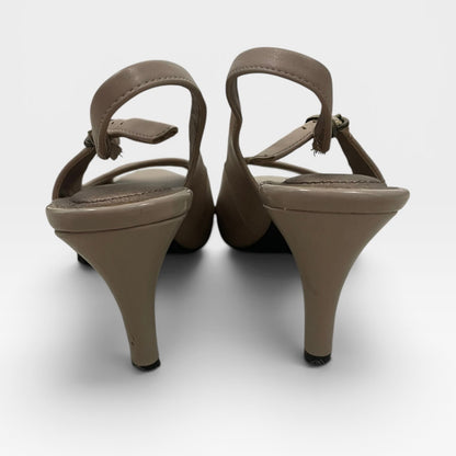 Life Stride Beige Teller Soft System Faux Leather Slingback Heels