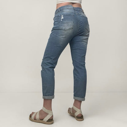 Resfeber Distressed Skinny Boy Friend Cuffed Jeans